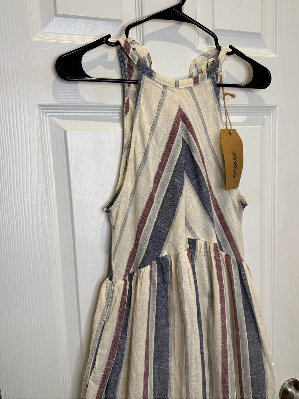 NEW Listicle Women's Medium Sleeveless Striped Halter Midi Sundress Cottagecore - Picture 3 of 7